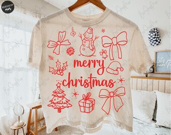Merry Christmas SVG, Christmas Doodle PNG, Christmas Preppy Design Sublimation, Santa Svg, Christmas Tree Design, Christmas shirt Svg