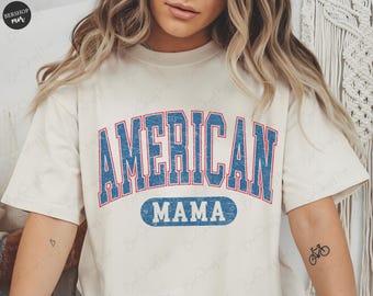 American Mama Varsity Svg, 4th of July Png, Retro Png, USA Png, American Patriotic Png, Varsity Png, Shirt Design, Sublimation Png Design