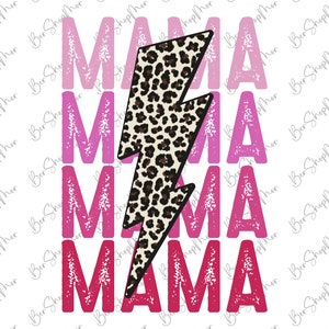 Mama Retro Lightning Leopard Png, Mama Sublimation Design, Mama Shirt Png, Trendy Mama Png, Mama Digital File