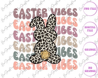 Easter Vibes Png, Easter Leopard Bunny Png, Retro Png, Easter Sublimation Design, Retro Easter Png, Digital Download