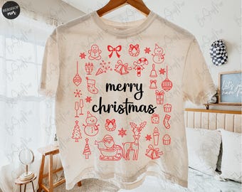 Merry Christmas doodle PNG, Christmas Coquette SVG , Sublimation Design, Preppy Christmas Clipart, Shirt Png Design