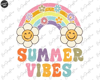 Summer Vibes Png, Good Vibes Png, Summer Rainbow Sublimation Design, Digital File