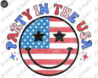 Party in the USA Png, 4th of July, Retro Png, American Patriotic Png, USA Png, America Png, Sublimation Design