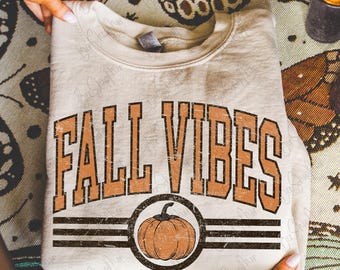 Fall Vibes PNG, Pumpkin Season Png, Varsity Design, Sublimation Design, Fall Sublimation, Pumpkin Png, Retro Fall Png, Digital Png