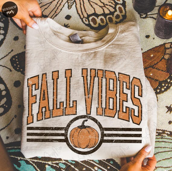 Fall Vibes PNG, Pumpkin Season Png, Varsity Design, Sublimation Design, Fall Sublimation, Pumpkin Png, Retro Fall Png, Digital Png