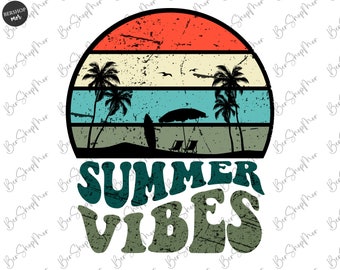 Retro Summer Vibes Png, Zomer Sublimatie Design, Strandleven Png, Happy Summer Png, Zomershirt Png-bestand