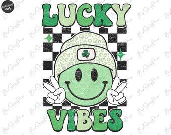 Lucky Vibes Png, St. Patrick's Day Png, Groovy Design Png, Retro Png, Retro St. Patty's Day Png, Sublimation Design