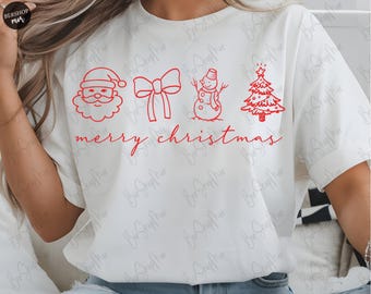 Merry Christmas SVG, Christmas Doodle PNG, Christmas Preppy Design Sublimation, Santa Svg, Christmas Tree Design, Christmas shirt Svg