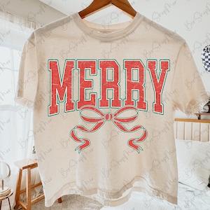 Merry Christmas Coquette Png, Merry Varsity Sublimation Design Downloads, Christmas Shirt Design, Digital Download