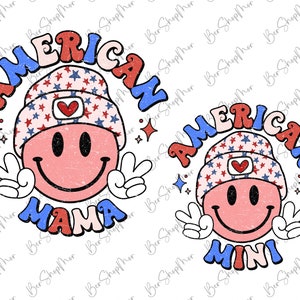 Mama Mini PNG, 4th of July Png, Retro American Mama, Sublimation Design, Fourth of July Mama T Shirt Design, Digital Download