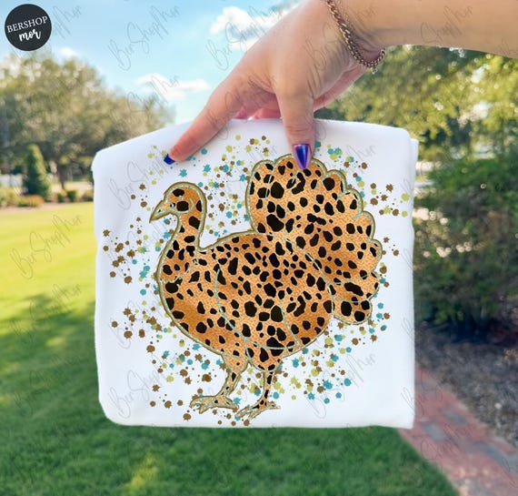 Turkey PNG, Leopard Thanksgiving PNG, Preppy Fall PNG, Leopard Turkey Png, Faux Glitter Png, Splatter Png, Girly Design Png