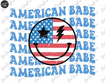 American Babe Png, 4th of July Png, Retro Png, American Patriotic Png, USA Png, America Png, Sublimation Design Download