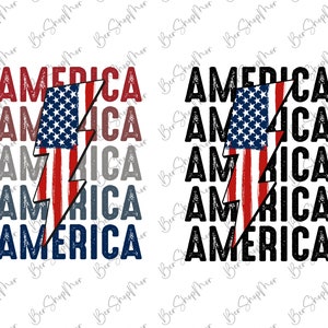 America Png, 4th of July Lightning Bolt Png, Retro Png, USA Png, American Patriotic Png, Fourth of July Shirt Design, Sublimation Png Design