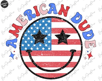 American Dude Png, Groovy American, 4th of July Png, American Png, Retro Png, Vintage Groovy American Sublimation Shirt