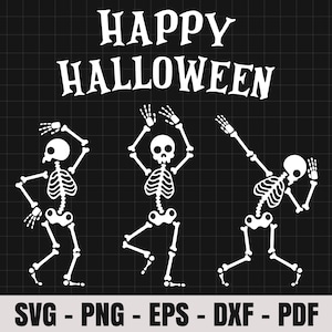 Happy Halloween Skelett SVG, tanzendes Halloween Skelett SVG Shirt, lustige Halloween Datei, geschnittene Halloween Datei