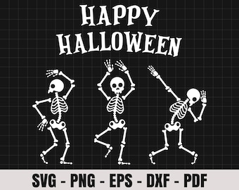 Esqueleto de Halloween (Svg), esqueleto de Halloween bailando (Svg), archivo Svg divertido de Halloween, archivo de corte de Halloween