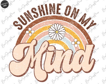 Retro Sunshine On My Mind Png Sublimation Design Download, Summer PNG, Sublimation T Shirt Design, Beach Sunset PNG, Clipart, Digital File