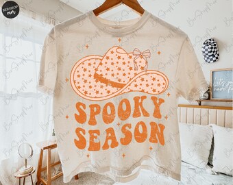 Western Halloween png, spooky coquette png, pompoenontwerp, sublimatieontwerp, herfstshirt png, westerse png, retro herfst png, digitale png