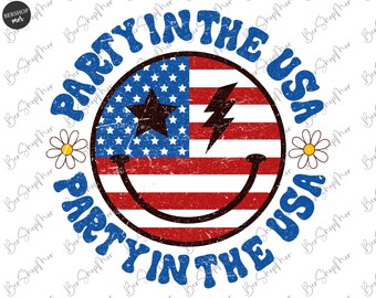 Groovy Party in the USA Png, 4th of July, Retro Png, American Patriotic Png, USA Png, America Png, Sublimation Design