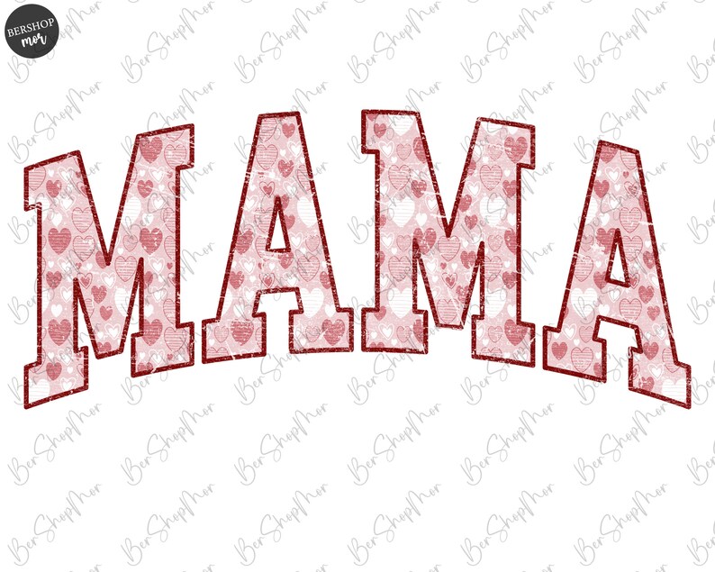 Mama Valentine Png, Valentine Varsity Design, Mama Love Png, sublimatie Design, Valentine Shirt, digitale download afbeelding 1