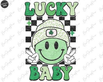 Lucky Baby PNG, St Patricks day Kinder Png,St. Patricks Day Png, Retro St. Patty's Day Png, Retro Png, Sublimation Design, digitaler Download.