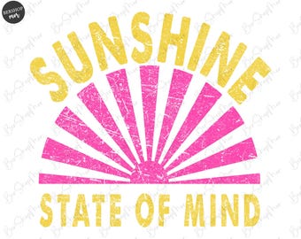 Sunshine State Of Mind Png, Beach Life PNG, Sunshine Png, Summer PNG, Retro Summer Shirt Design, Distressed Beach PNG, Lake River Png