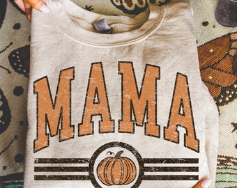 Mama Fall Retro PNG, Pumpkin Season, Varsity Design, Sublimation Design, Fall Sublimation, Pumpkin PNG, Retro Fall PNG, Digital Download