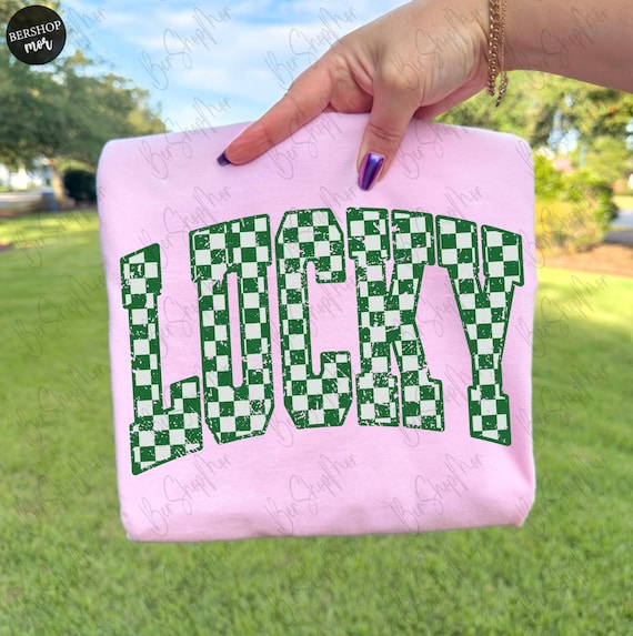 Retro Checkered Lucky Png, St Patrick's Day Png, Retro Shamrock Png, Green Leopard, Lucky png, Sublimation Design