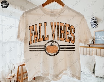 Fall Vibes PNG, Pumpkin Season Png, Varsity Design, Sublimation Design, Fall Sublimation, Pumpkin Png, Retro Fall Png, Digital Png