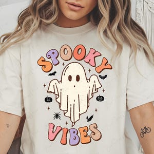 Spooky Vibes Png, Cute Ghost Png Sublimation, Fall Png, Autumn Png, Halloween Png, Png for shirt, Retro Halloween Png