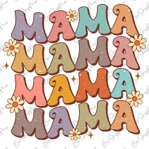 Groovy Mama PNG, Wavy Mama Design, Sublimation Png, Groovy, Daisy Floral, Mama T Shirt Design, Digital Download