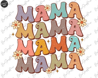 Groovy Mama PNG, Diseño de mamá ondulada, Sublimación Png, Groovy, Daisy Floral, Diseño de camiseta de mamá, Descarga digital
