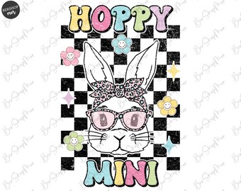 Hoppy Mini Easter Kids Png, Lapin de Pâques Png, Conception de chemise de Pâques, Joyeuses Pâques Png, Pâques Sublimation Design Télécharger