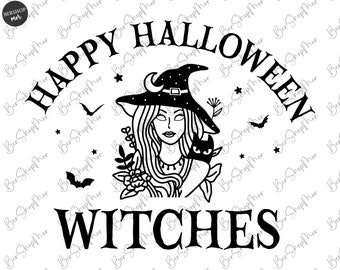 Happy Halloween Witches Svg, Halloween Witch Shirt Png, Spooky Svg, Fall Svg Digital Download