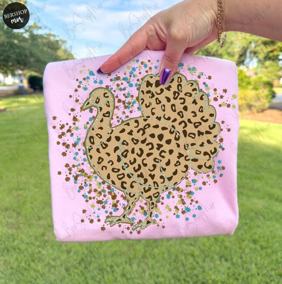 Turkey PNG, Leopard Thanksgiving PNG, Preppy Fall PNG, Leopard Turkey Png, Faux Glitter Png, Splatter Png, Girly Design Png