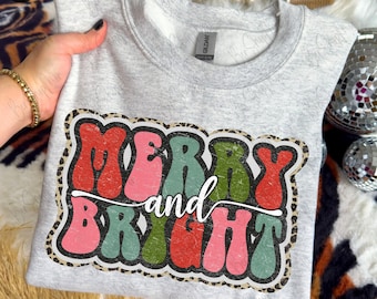 Merry And Bright Leopard PNG, Christmas PNG, Sublimation, Christmas Cut Files, Digital Download