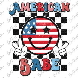 4th of July Png, American Babe Png, Retro Png, USA Png, American Png, Fourth of July Shirt Design, Sublimation Design