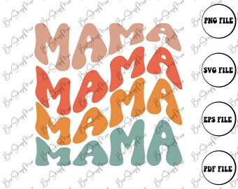 Retro Mama Row Svg, Boho Mom Shirt Design, Vintage Stijl Mommy Shirt Svg, Retro Mom Gift, Svg Png Eps Dxf, Degital Download