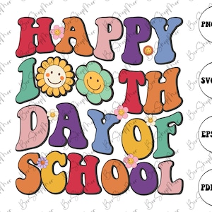 Groovy Happy 100 Days of School Png, 100th Day Of School Celebration, Back to School, gital Dowload