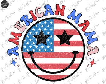 American Mama Png, Groovy American, 4th of July Png, American Png, Retro Png, Vintage Groovy American Sublimation Shirt