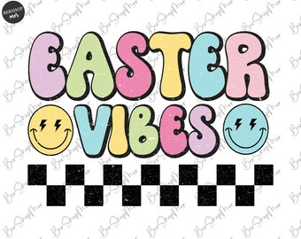 Easter Vibes Png, Rétro Pâques Png, Lapin de Pâques Png, Conception de chemise de Pâques, Joyeuses Pâques Png, Pâques Sublimation Design Télécharger