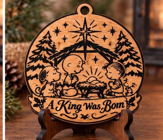 Peanuts "A King was Born" themed Christmas Ornament