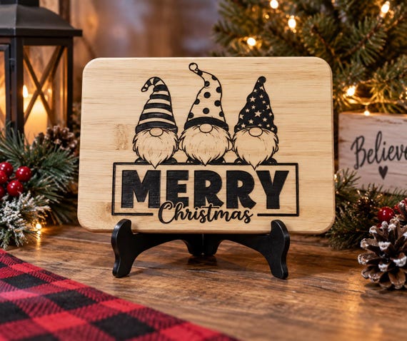 Gnome Christmas cutting board