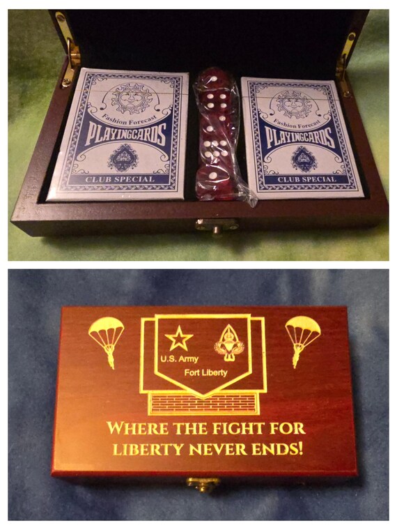 Fort Liberty themed Card and dice game set