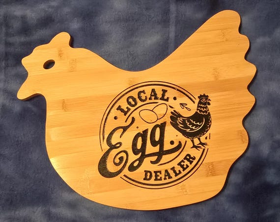 Chicken " Local Egg Dealer" bamboo cutting board