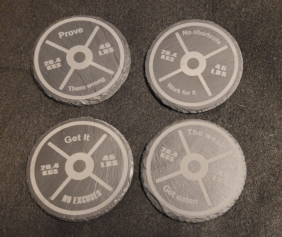 Weight Themed Slate Coasters