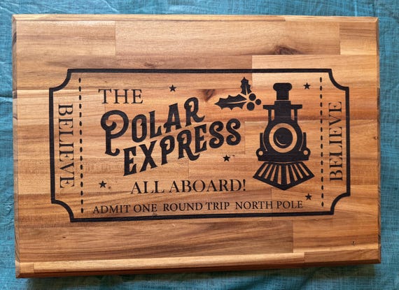 Polar Express Themed Cutting Board