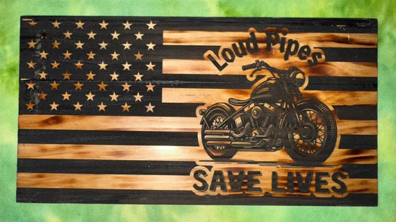 Motorcycle "Loud Pipes" Themed Flag