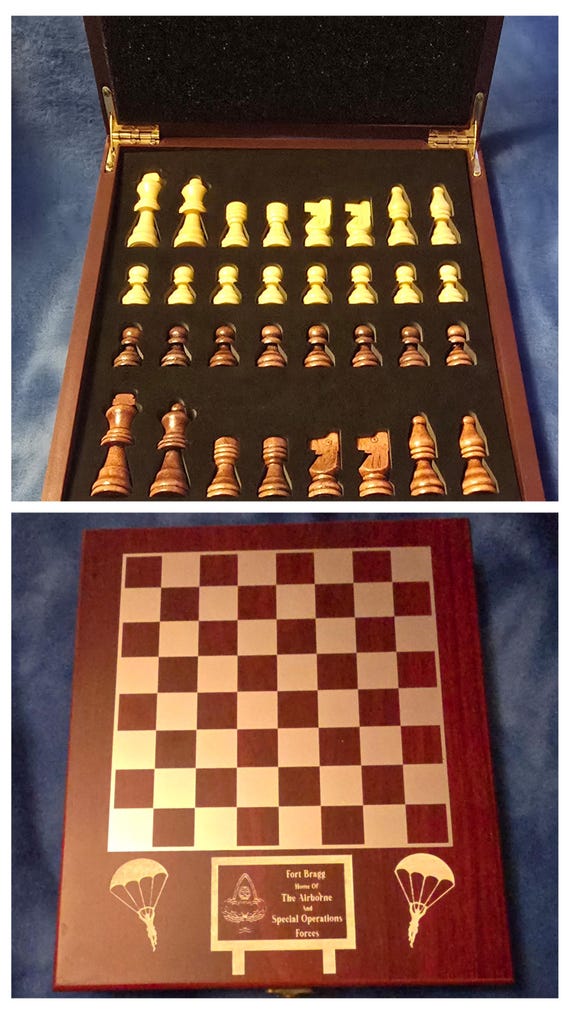Fort Bragg Themed Rosewood chess set