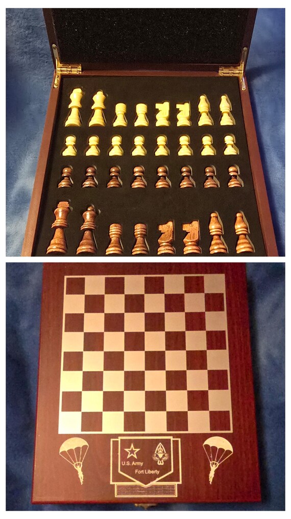 Fort Liberty Themed Rosewood chess set